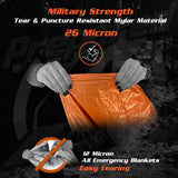 Emergency Blanket & Rain Poncho 4 Pack (Orange)