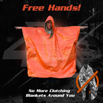 Emergency Blanket & Rain Poncho 4 Pack (Orange)