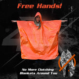 Emergency Blanket & Rain Poncho 4 Pack (Orange)
