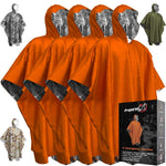 Emergency Blanket & Rain Poncho 4 Pack (Orange)