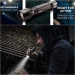 LED Tactical Rechargeable Flashlights, High Lumens, Heavy Duty
